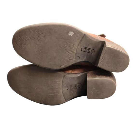 Clark Tan Brown Distressed Leather Mascarpone Cafe Ankle Boots Cowgirl Shoes - Picture 8 of 14